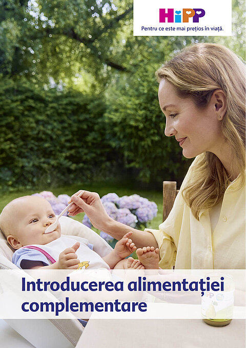 Coperta ghidului în format PDF disponibil pentru descărcare „Introducerea alimentației complementare”