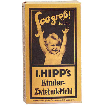 Updated packaging of Joseph Hipp's rusk flour, branded with the newly founded company name