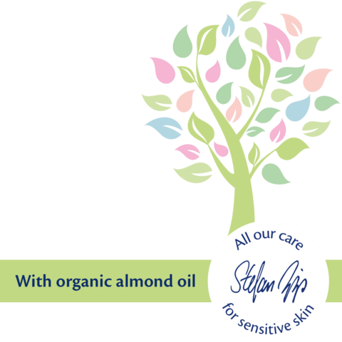 A stylized tree with colorful leaves is centered on a black background, accompanied by a white circular emblem with blue text and a signature.