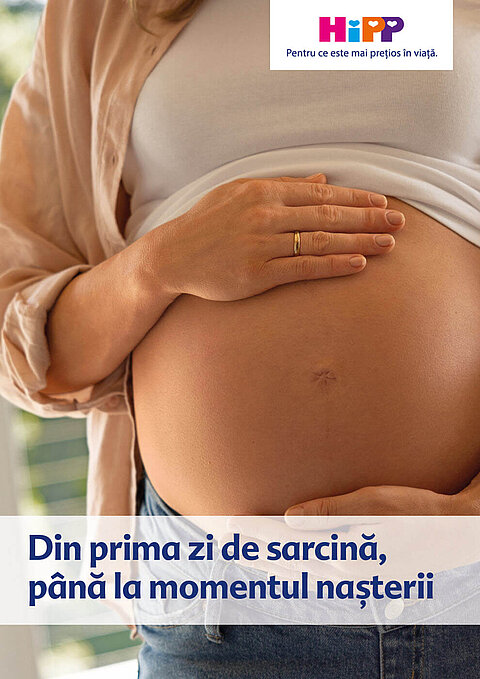Coperta ghidului în format PDF disponibil pentru descărcare „Din prima zi de sarcina, pâna la momentul nașterii”